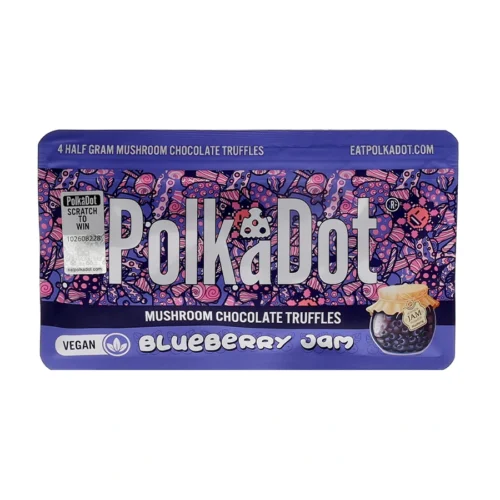 Blueberry Jam Polkadot Mushroom Chocolate Truffles 4 Half Gram